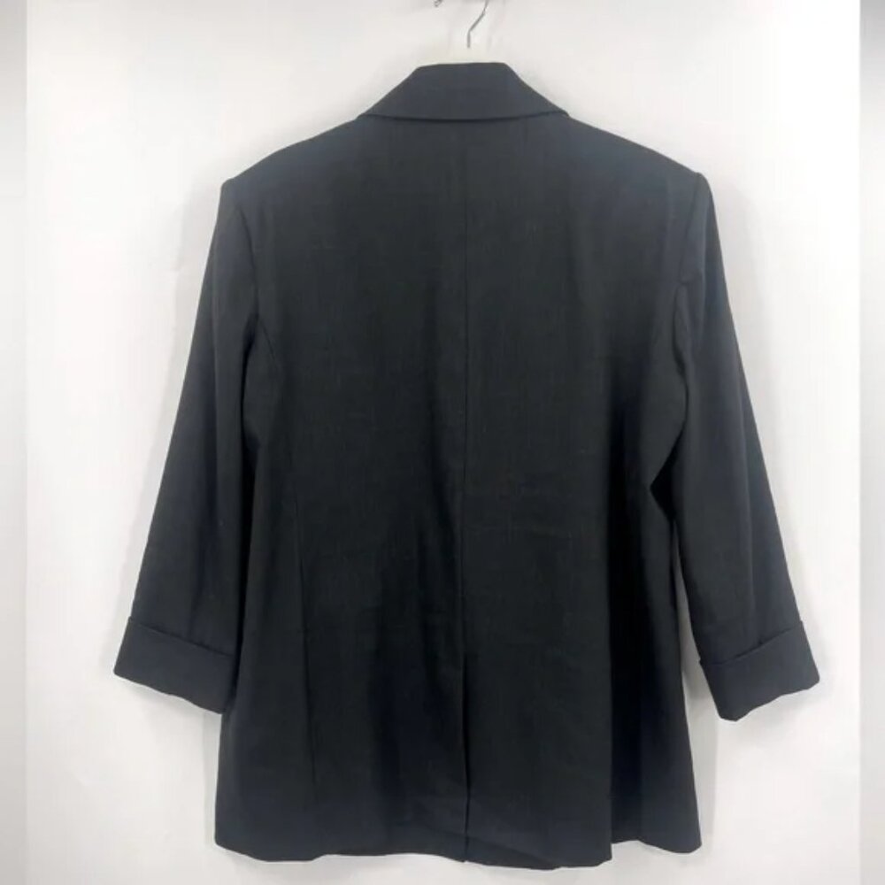 Alice + Olivia Shan Linen Rolled Cuff Blazer in Black Size 14 Like New - Picture 5 of 8